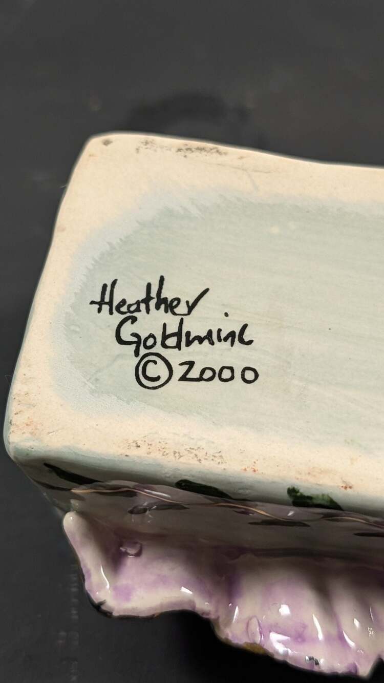 Heather Goldminc Blue Sky Amour Shoe Box Trinket Dish BASE ONLY Hand Signed 2000 - Picture 3 of 11